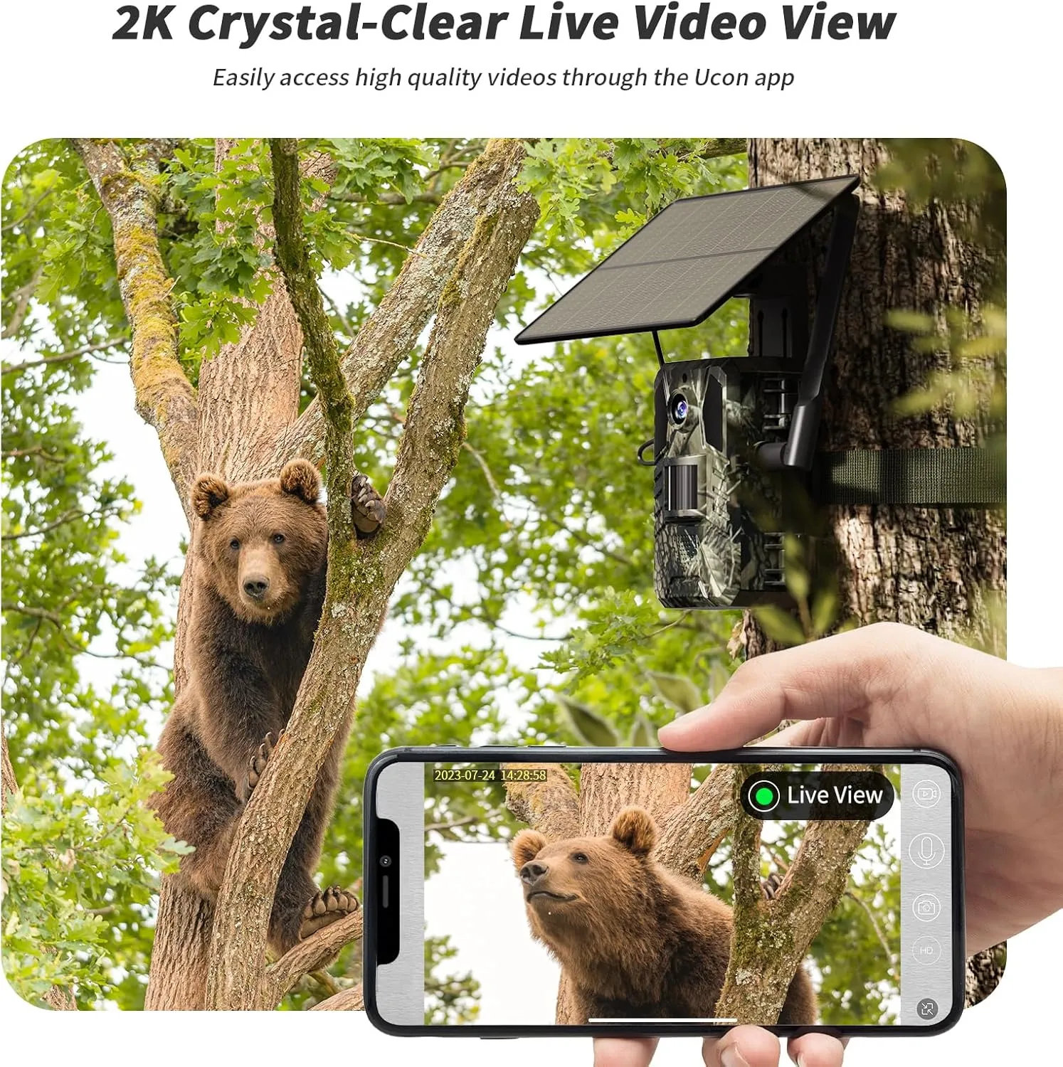 SEHMUA Cellular Trail Cameras Built-in 4G LTE SIM Card with 32GB, Live Streaming 3rd Generation Solar Trail Cam 0.2s Trigger Time No Wi-Fi IP66 Waterproof for Wildlife