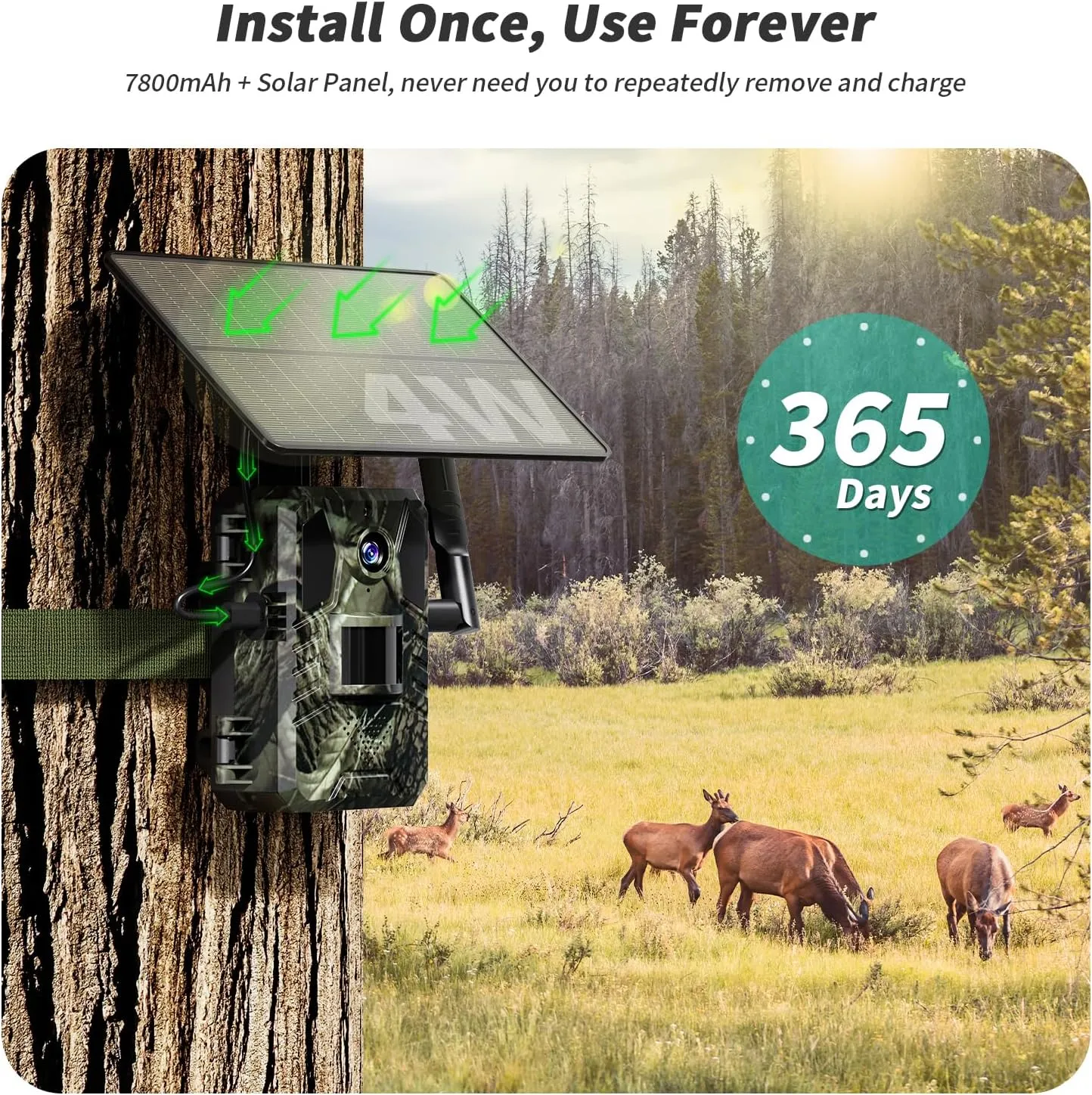 SEHMUA Cellular Trail Cameras Built-in 4G LTE SIM Card with 32GB, Live Streaming 3rd Generation Solar Trail Cam 0.2s Trigger Time No Wi-Fi IP66 Waterproof for Wildlife
