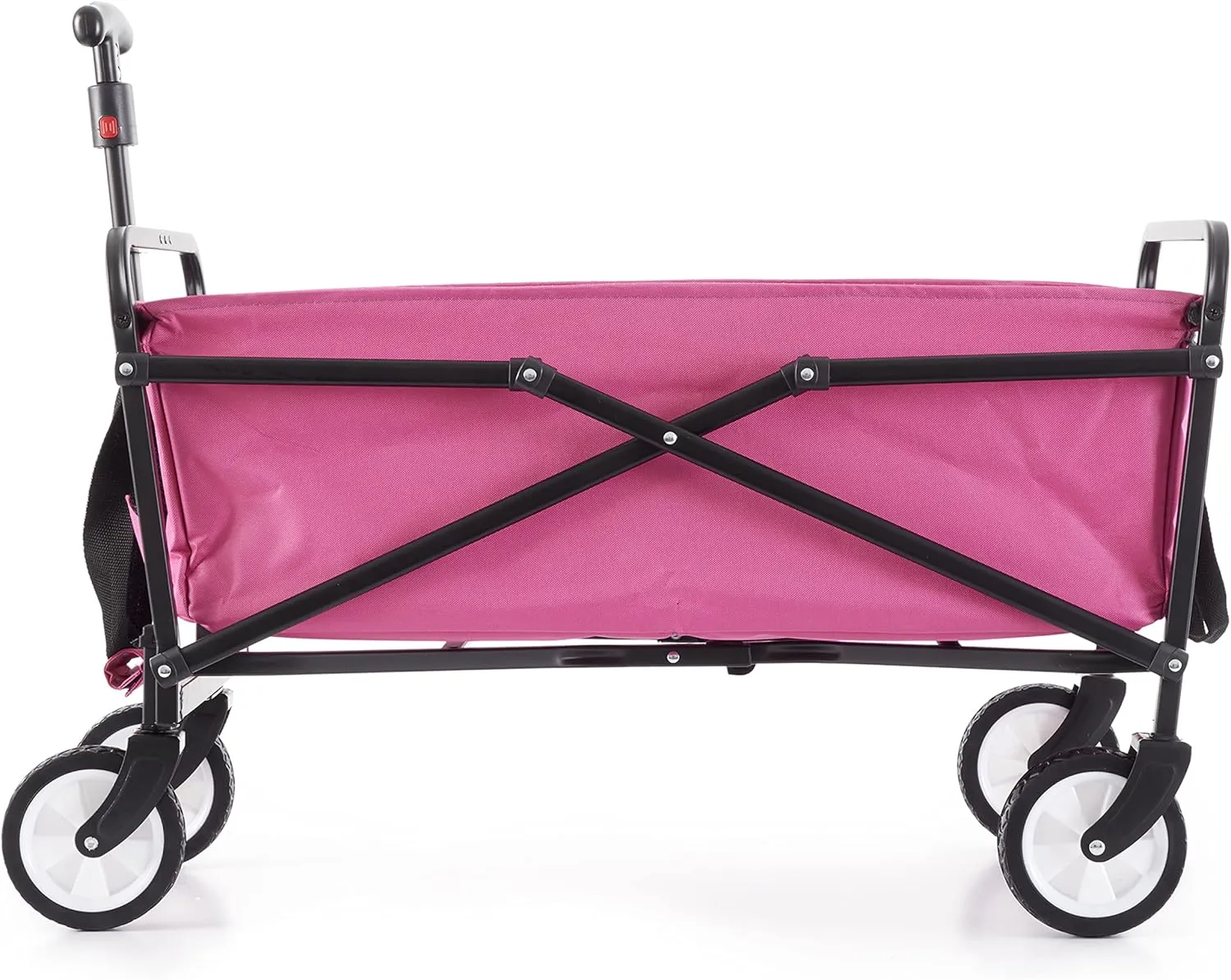 Seina Heavy Duty Steel Compact Collapsible Folding Outdoor Portable Utility Cart Wagon with All Terrain Rubber Wheels and 150 Pound Capacity, Red