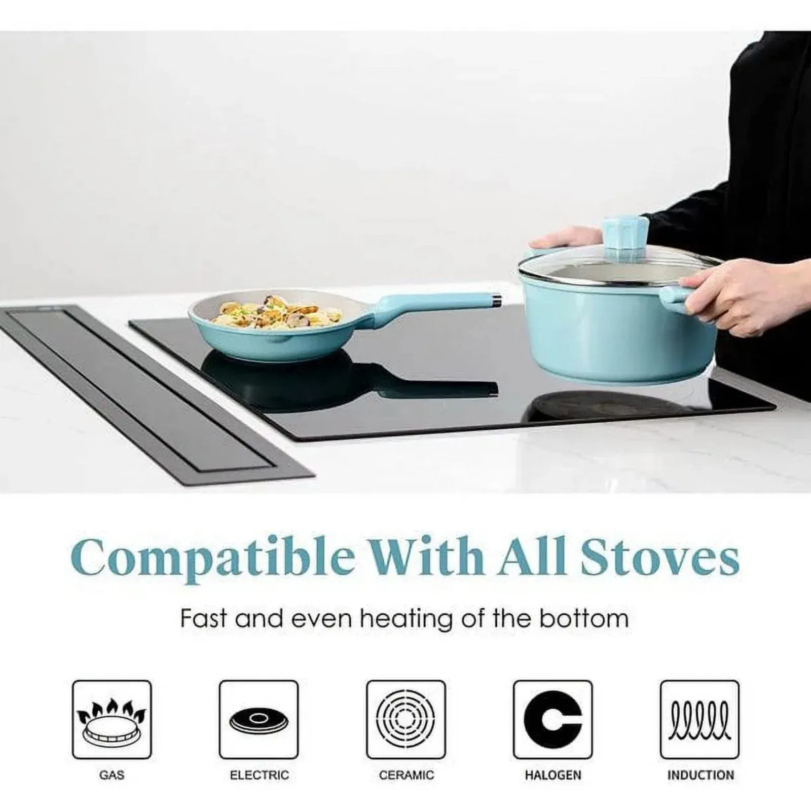 Set, LunaLulink and Low-cost Set Cooking Stick Nonstick Pots Pots Cookware 11 Pot Non Specially designed Pieces Stone Granite Pans