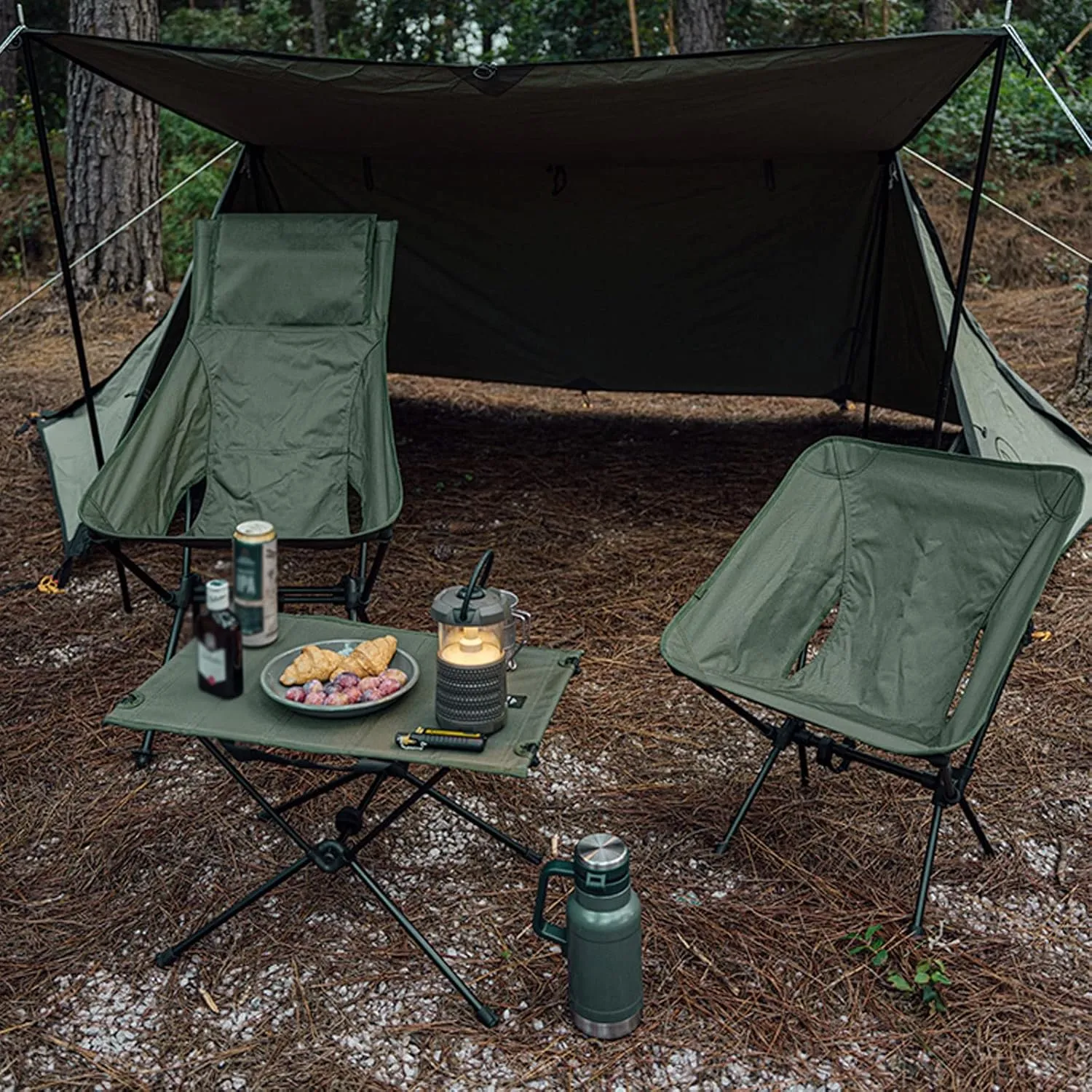Set of 2 Folding Camping Chairs, Outdoor Furniture Aluminum Portable Folding Chair Great for Camping Picnic Park, Oxford Fabric, Recliner Garden Chairs, Green Outdoor Folding Chair (Green 65cm)