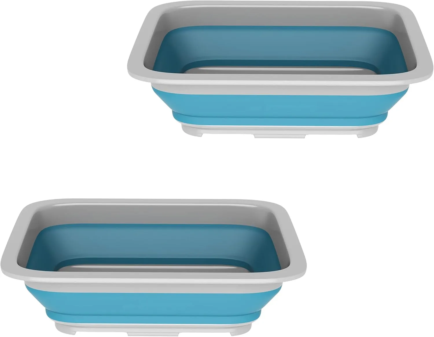 Set of 2 Multipurpose Wash Bins – 10-Liter Basins for Camping, Parties, or Cleaning – Collapsible Bucket Set by Wakeman (Blue)