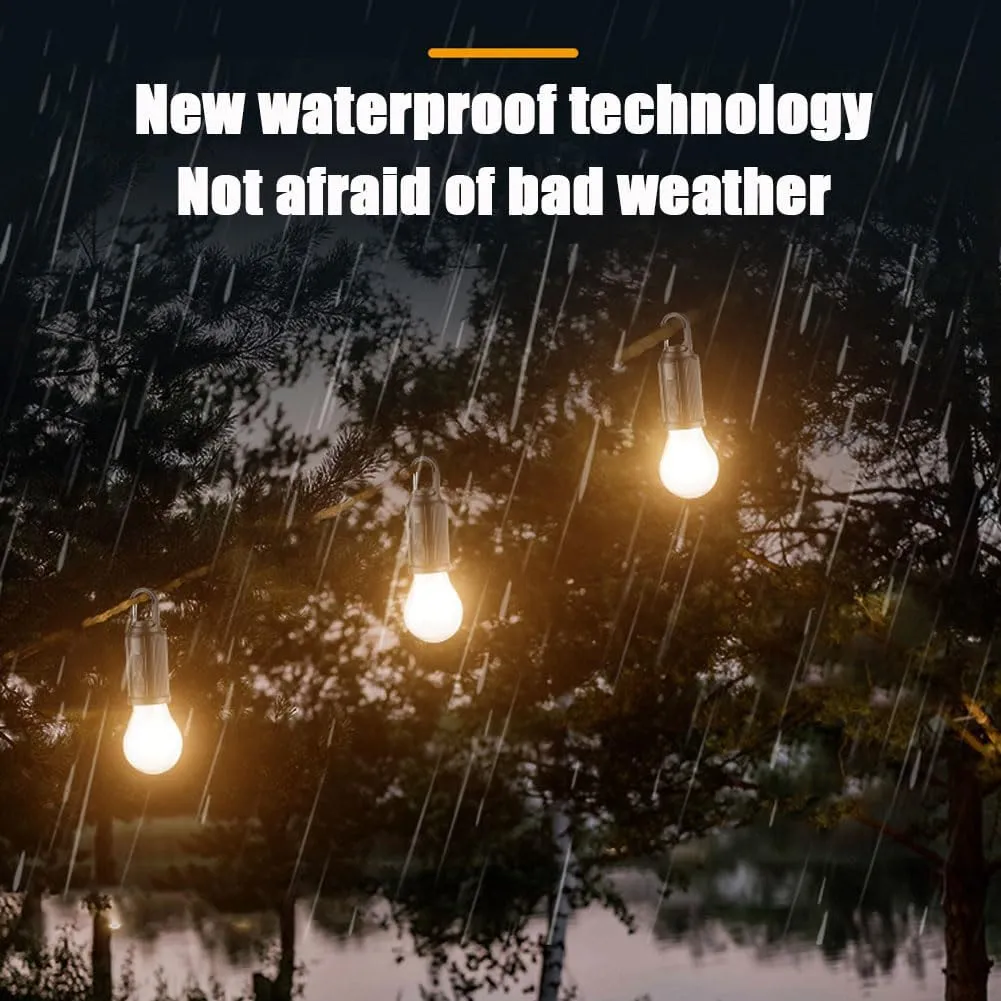 Shineshore Solar Rechargeable Hooked Camping Light, Waterproof Portable LED Camping Lamps for Tent, Solar Camping Light for Hiking, Party, Camping, Fishing (4Pcs C)
