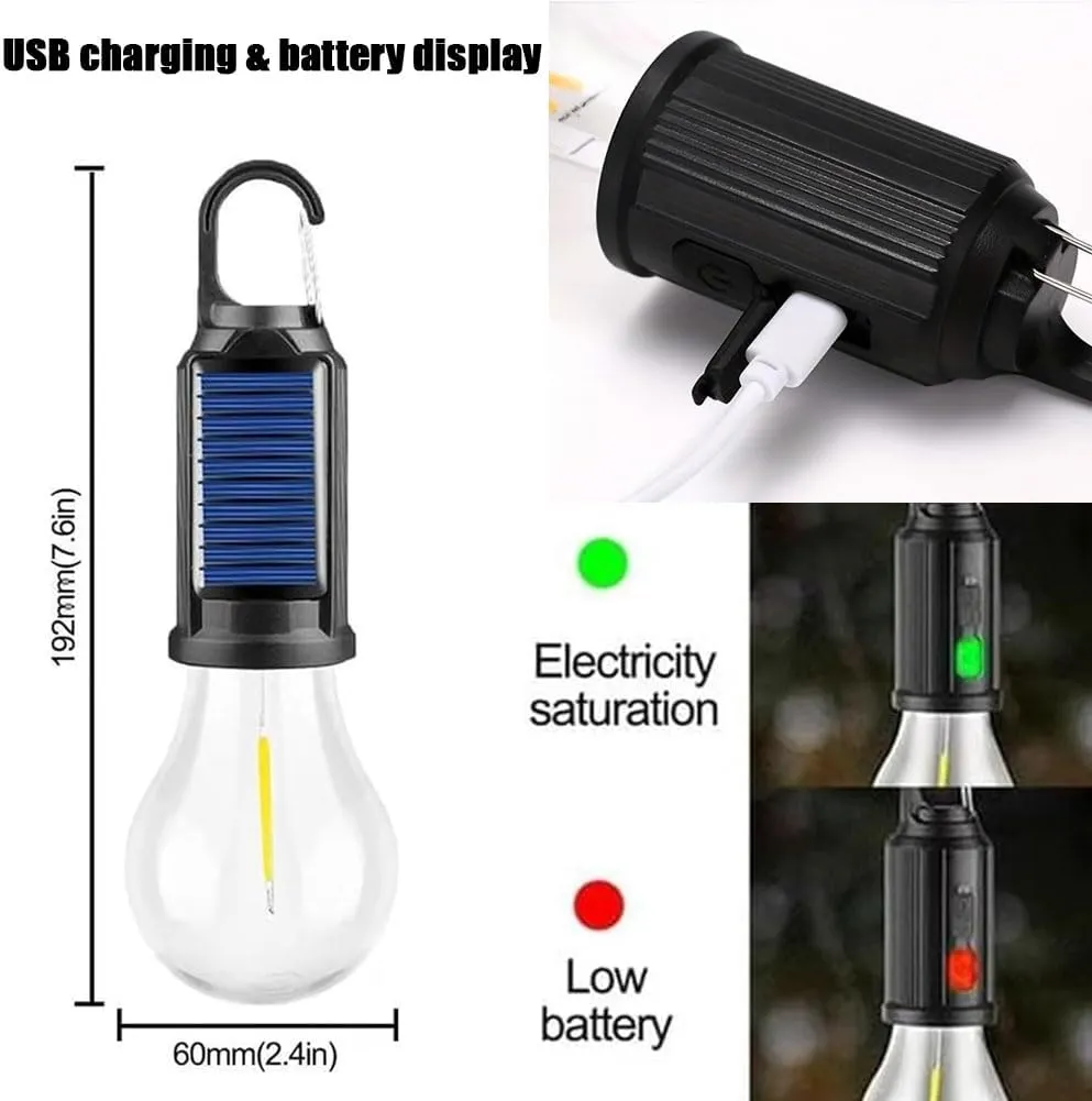 Shineshore Solar Rechargeable Hooked Camping Light, Waterproof Portable LED Camping Lamps for Tent, Solar Camping Light for Hiking, Party, Camping, Fishing (4Pcs C)