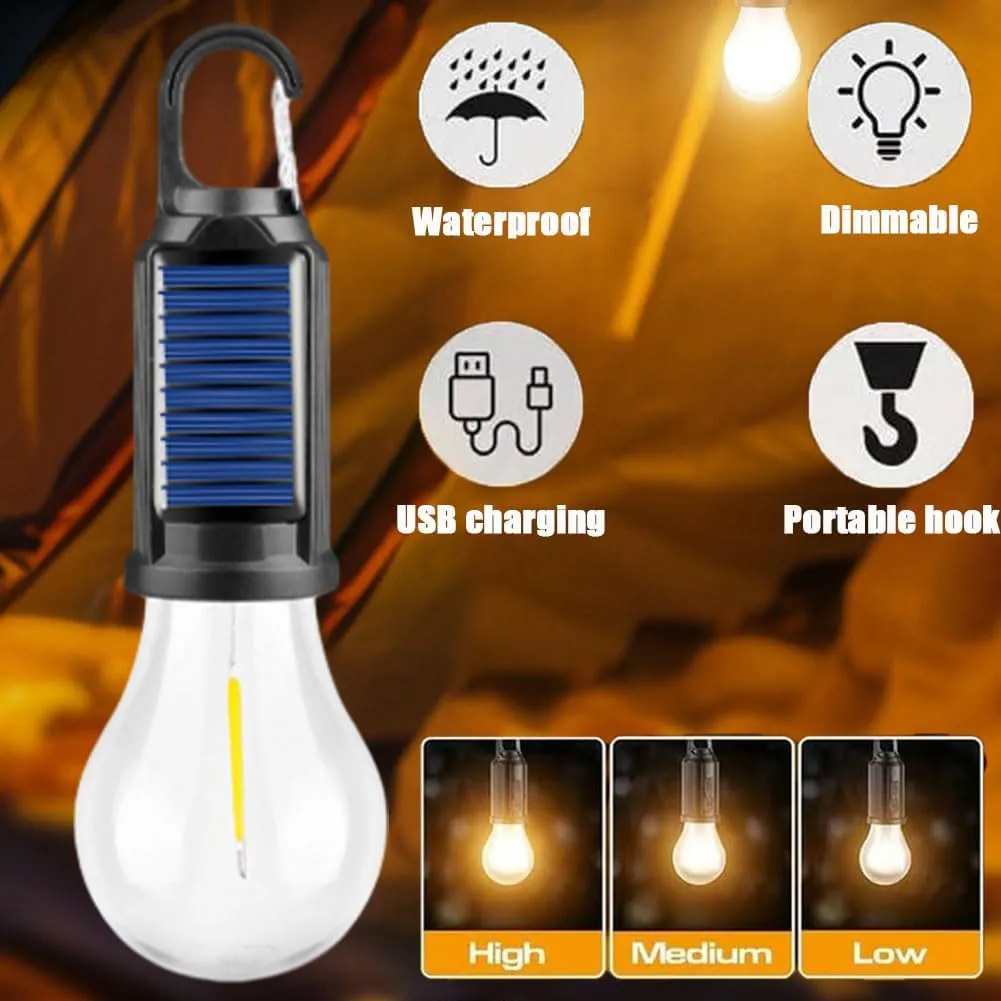 Shineshore Solar Rechargeable Hooked Camping Light, Waterproof Portable LED Camping Lamps for Tent, Solar Camping Light for Hiking, Party, Camping, Fishing (4Pcs C)