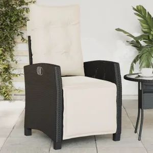 Sillas De Patio Dining Chairs Outdoor Chairs Outdoor Patio Chairs - Reclining Patio Chair with Footrest Black Poly Rattan for Beaches Park Garden Terrace