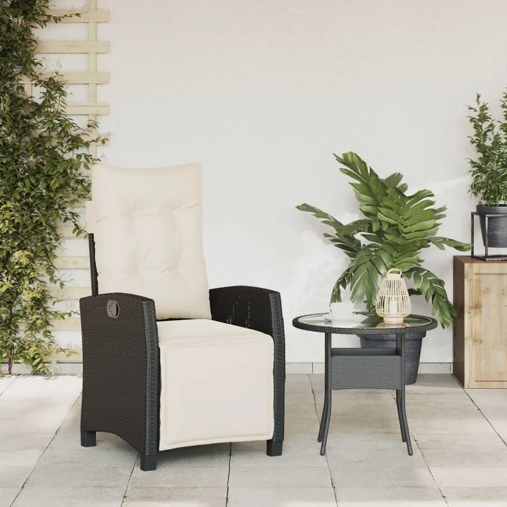 Sillas De Patio Dining Chairs Outdoor Chairs Outdoor Patio Chairs - Reclining Patio Chair with Footrest Black Poly Rattan for Beaches Park Garden Terrace