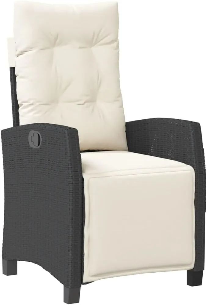 Sillas De Patio Dining Chairs Outdoor Chairs Outdoor Patio Chairs - Reclining Patio Chair with Footrest Black Poly Rattan for Beaches Park Garden Terrace
