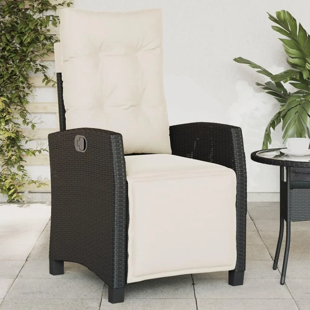 Sillas De Patio Dining Chairs Outdoor Chairs Outdoor Patio Chairs - Reclining Patio Chair with Footrest Black Poly Rattan for Beaches Park Garden Terrace