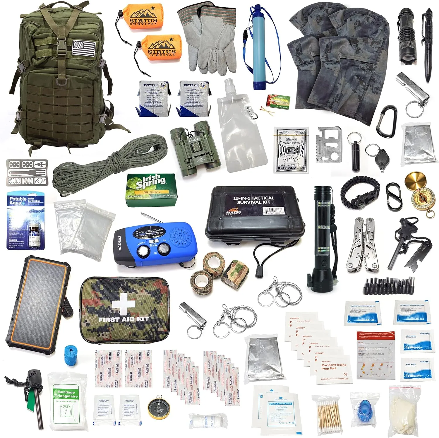 Sirius: Pre-Packed Bug Out Bag - 72 Hour Kit for 2 People - Bugout Backpack Survival Kit - Premium 50L Go Bag Tactical Backpack - Essential Bug Out Gear - Upgraded Survival Backpack