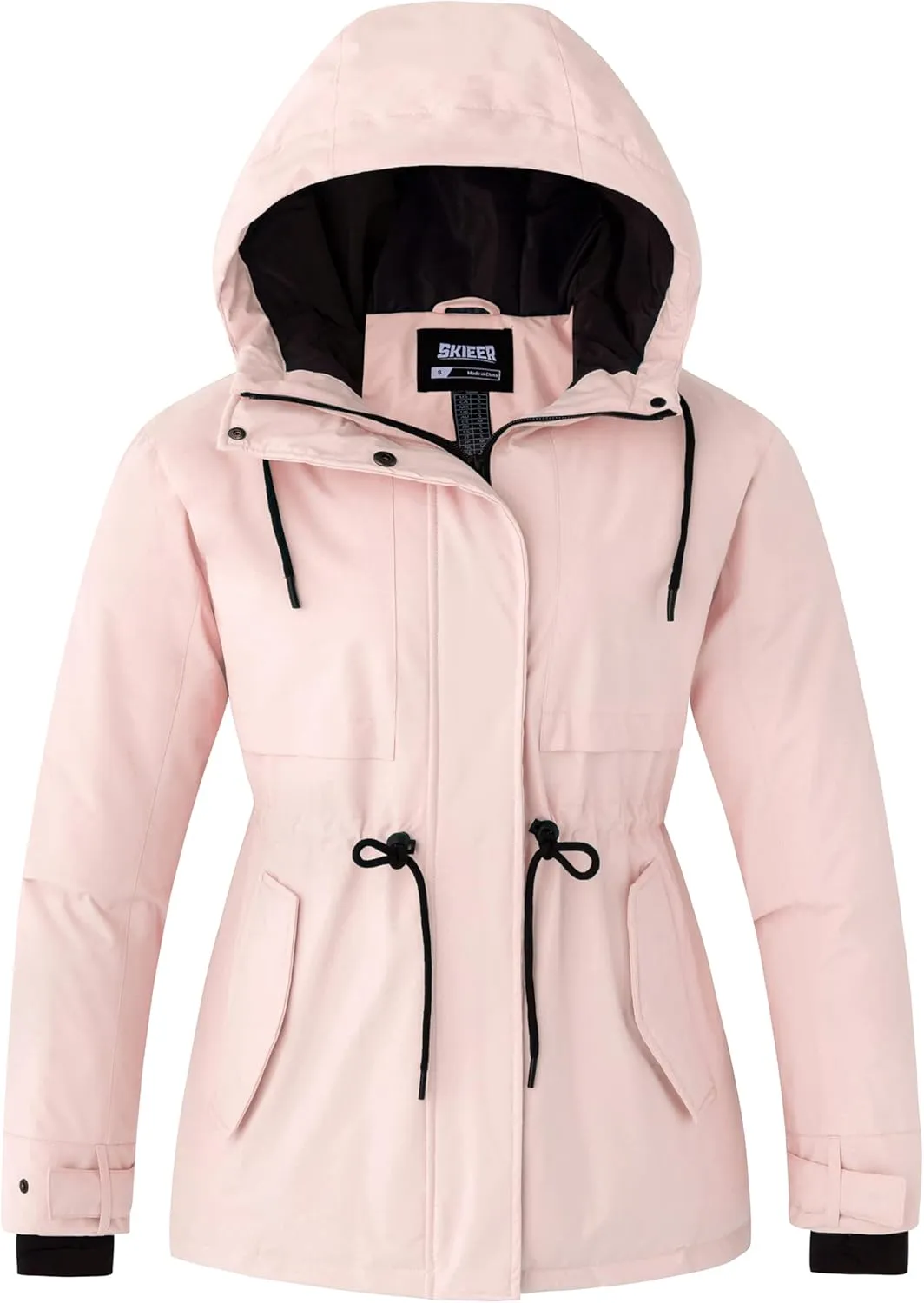 Skieer Women's Waterproof Ski Jacket Hooded Fleece Winter Jacket Warm Snow Coat
