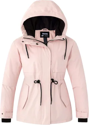 Skieer Women's Waterproof Ski Jacket Hooded Fleece Winter Jacket Warm Snow Coat