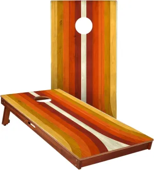Skip's Garage All-Weather Cornhole Boards | Retro Orange Curved Design | ACA Regulation Corn Hole Game Set