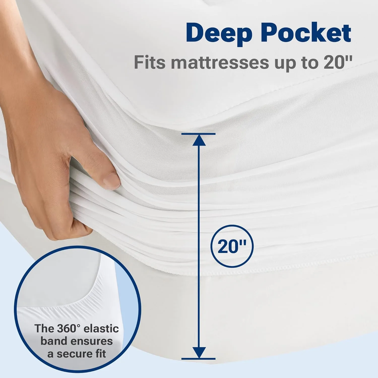 Sleep Philosophy Waterproof Mattress Protector Queen Size Mattress Pad, 3M Scotchgard, Quilted & Fitted Microfiber Mattress Topper, Noisless & Deep Pocket Fits Up to 20" Mattress, Queen White