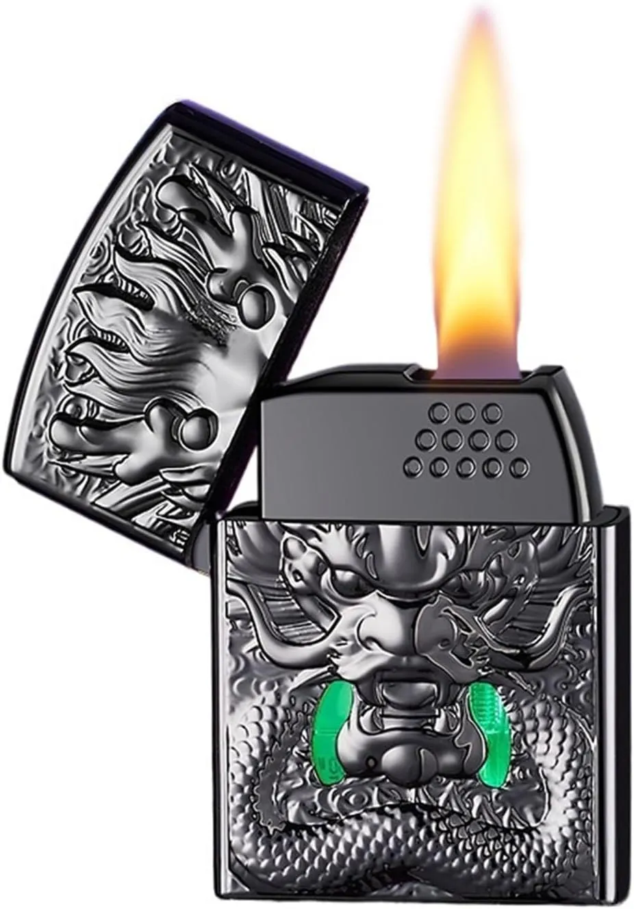 Smart Lighter with 4 Ignition Modes, Rechargeable, Voice Activated, Soft Flame Butane lighters, Gear Turntable (Fuel not Included)(Black 3)