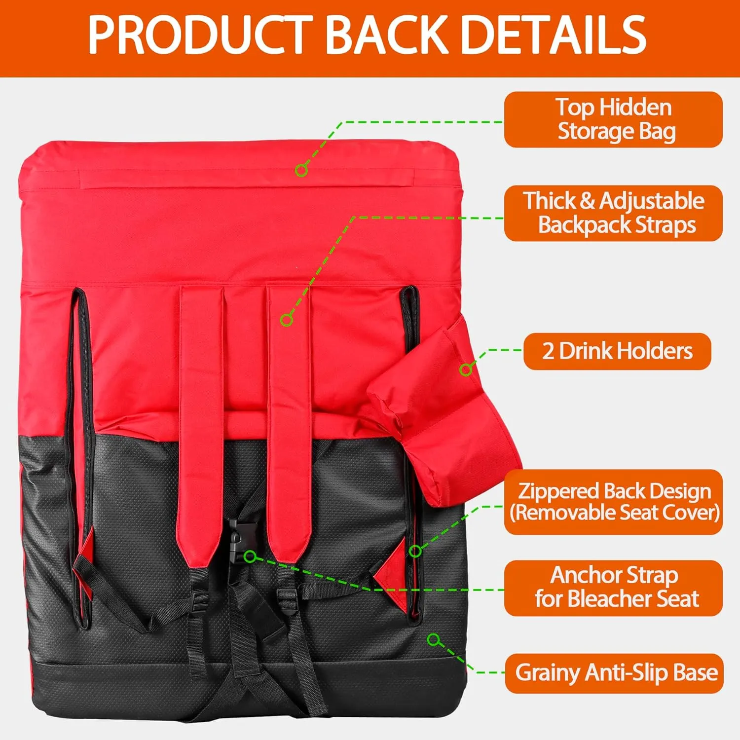 Smartxchoices 20.5"/24.5" Wide Stadium Seat Chair Bleacher Seats Padded with Back Support, Cushion, Arms, Pockets, Anchor Straps, Portable Folding Seat with Shoulder Straps