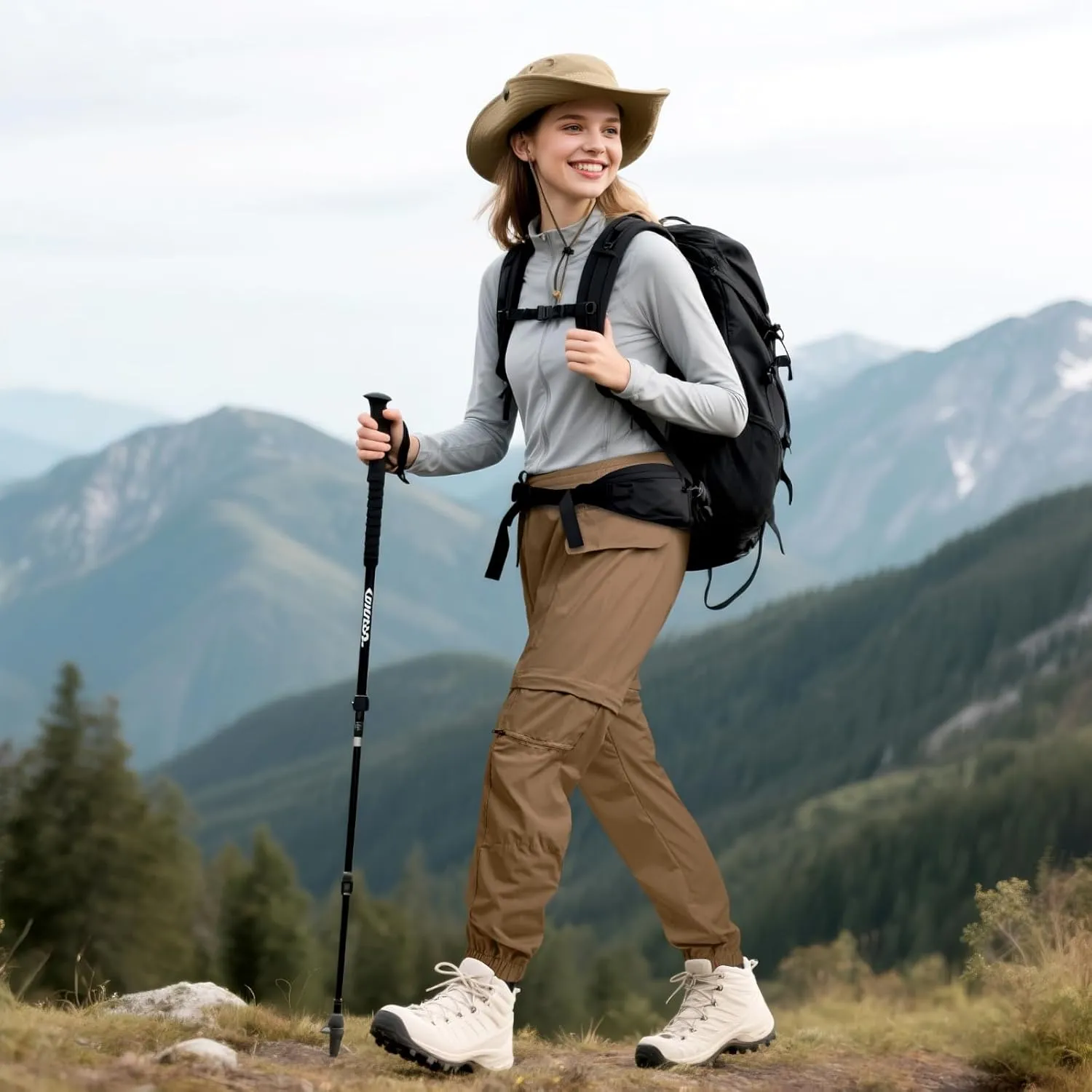 smawell Women's Hiking Pants Convertible Lightweight Zip-Off Outdoor Pants Quick Dry Joggers with Pocket