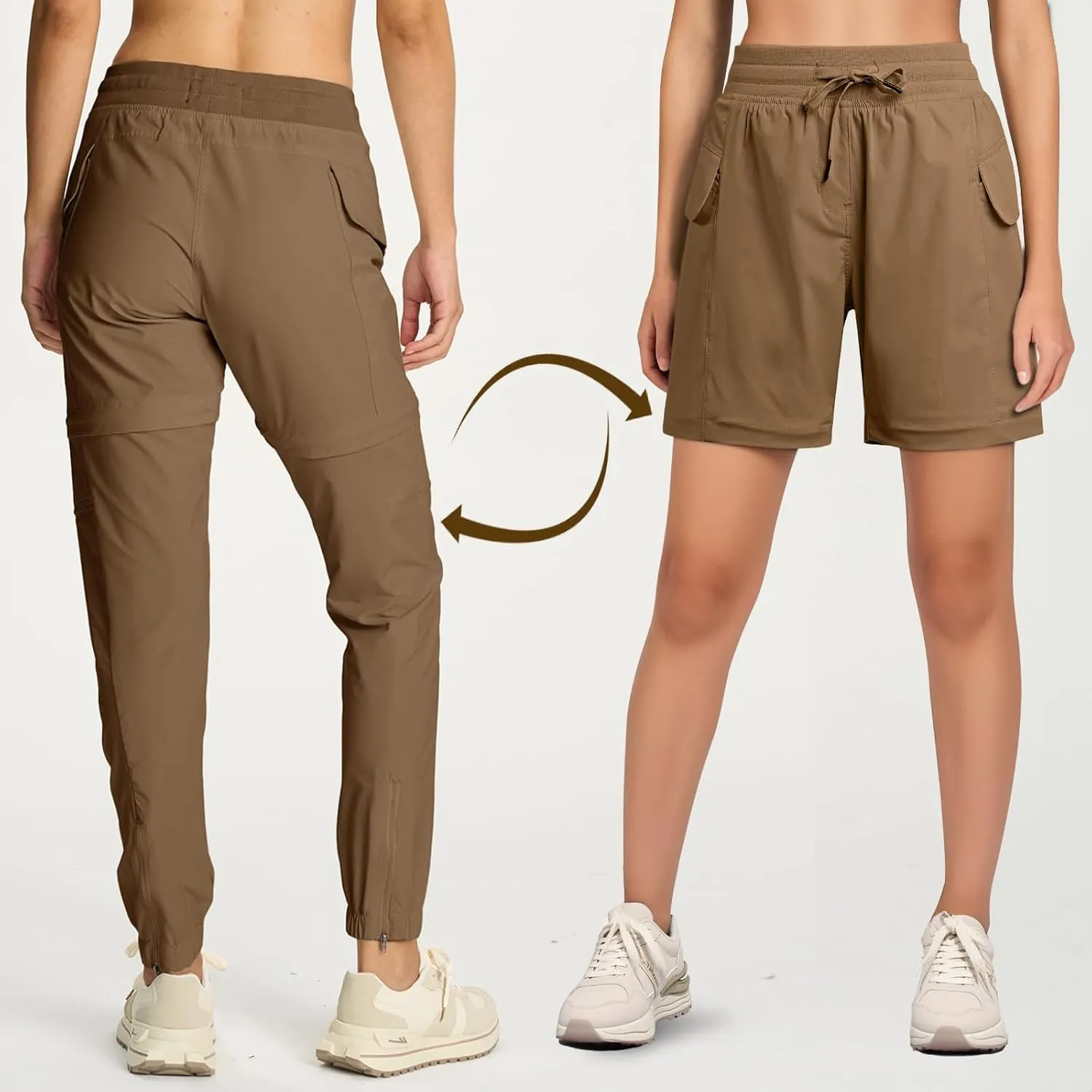 smawell Women's Hiking Pants Convertible Lightweight Zip-Off Outdoor Pants Quick Dry Joggers with Pocket