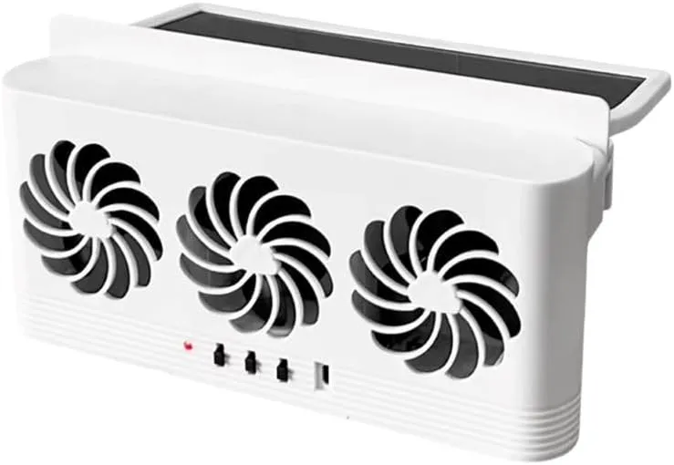 Solar Car Vent Fan with Dual Power & Auto Cooling for Mazda Biante 2008-2018, USB Rechargeable, Auto Cooling Fan, Quiet Car Ventilation Fan, Vehicle Ventilation System,White