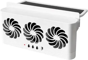 Solar Car Vent Fan with Dual Power & Auto Cooling for Mazda Biante 2008-2018, USB Rechargeable, Auto Cooling Fan, Quiet Car Ventilation Fan, Vehicle Ventilation System,White