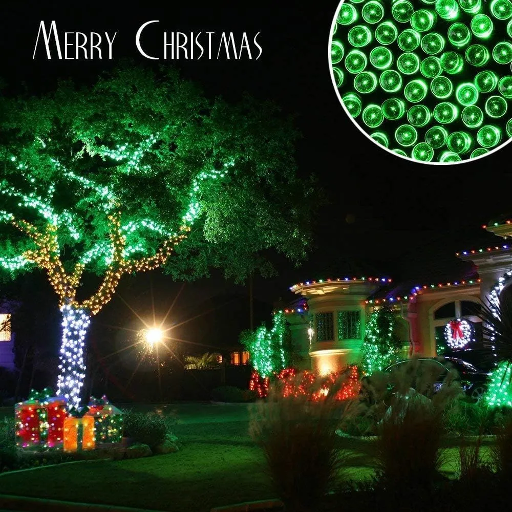 Solar Christmas Light String, 32m 300 LED Outdoor Light String 8 Modes Waterproof Solar String Lights for Trees Patio Fence Party Christmas Decor (Green)