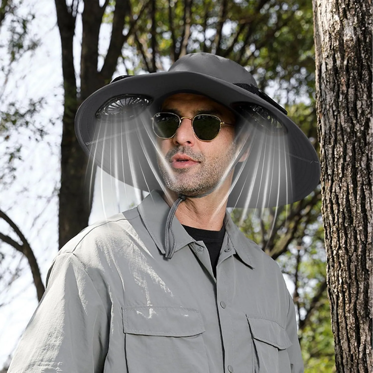 Solar Fan Hat, Outdoor Wide Brim Sun Hat with 2 Solar Fan, Cooling Fishing Hats for Adult Men Women
