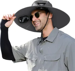 Solar Fan Hat, Outdoor Wide Brim Sun Hat with 2 Solar Fan, Cooling Fishing Hats for Adult Men Women