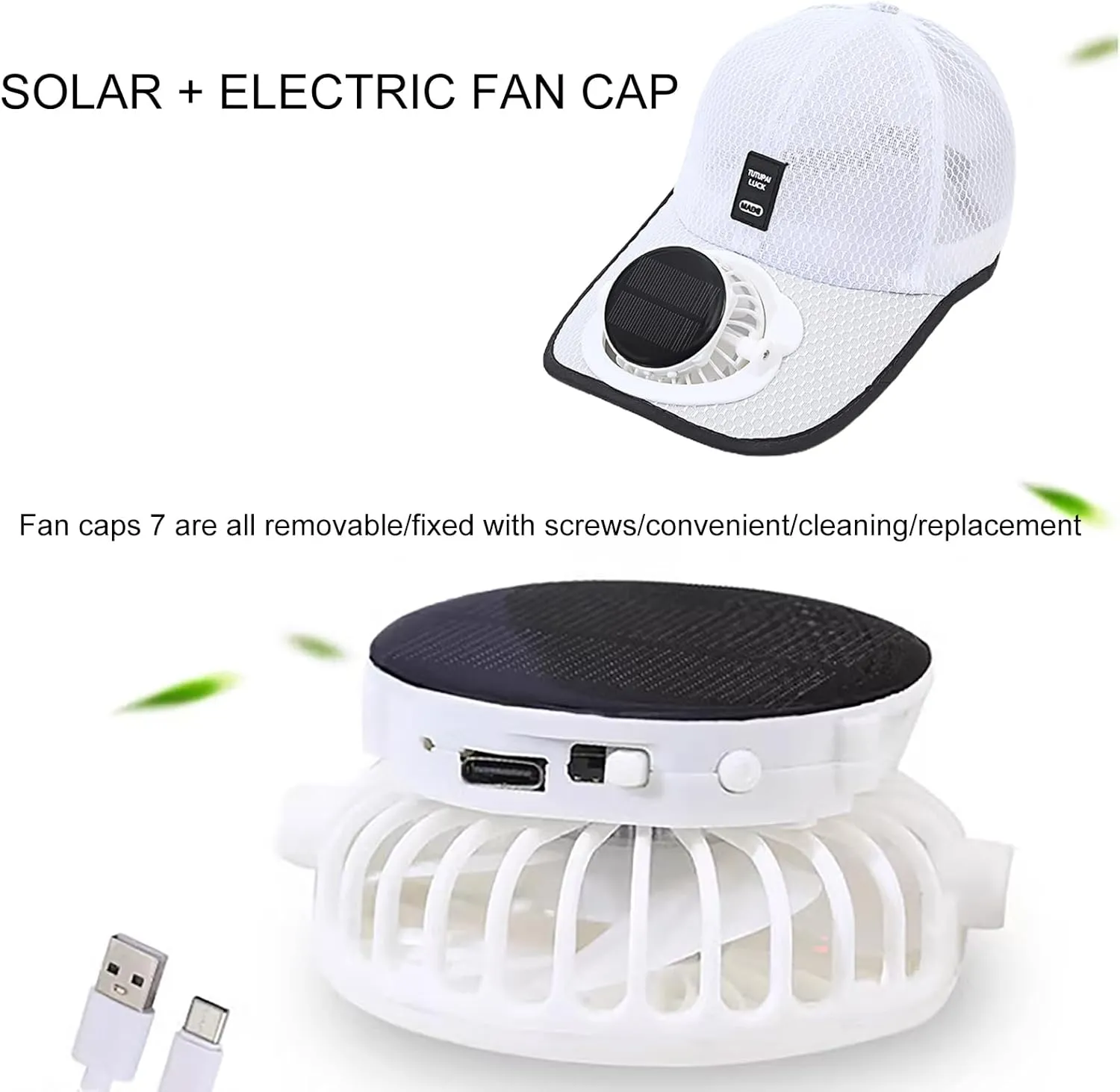 Solar Fan Hat - Solar Powered Fan Hat | Mens Baseball with Solar Fan | Outdoor Sports Baseball Caps Hats | Uv Block Sports
