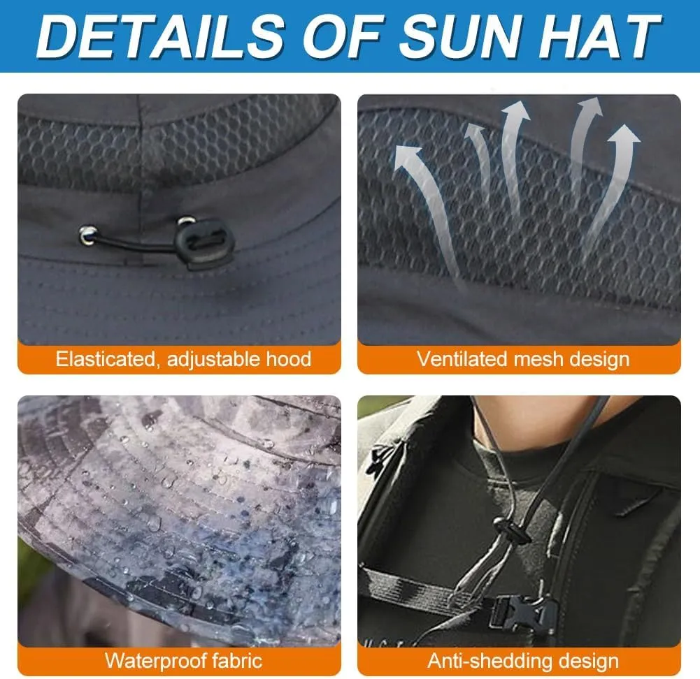 Solar Fan Hat Sun Fishing Hat for Men Women with Solar Powered Panel Fans Built in Hiking Hats and Sunblock Sleeves