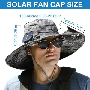 Solar Fan Hat Sun Fishing Hat for Men Women with Solar Powered Panel Fans Built in Hiking Hats and Sunblock Sleeves