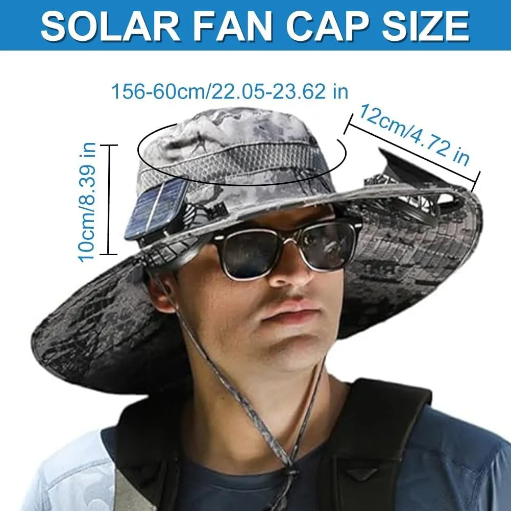 Solar Fan Hat Sun Fishing Hat for Men Women with Solar Powered Panel Fans Built in Hiking Hats and Sunblock Sleeves