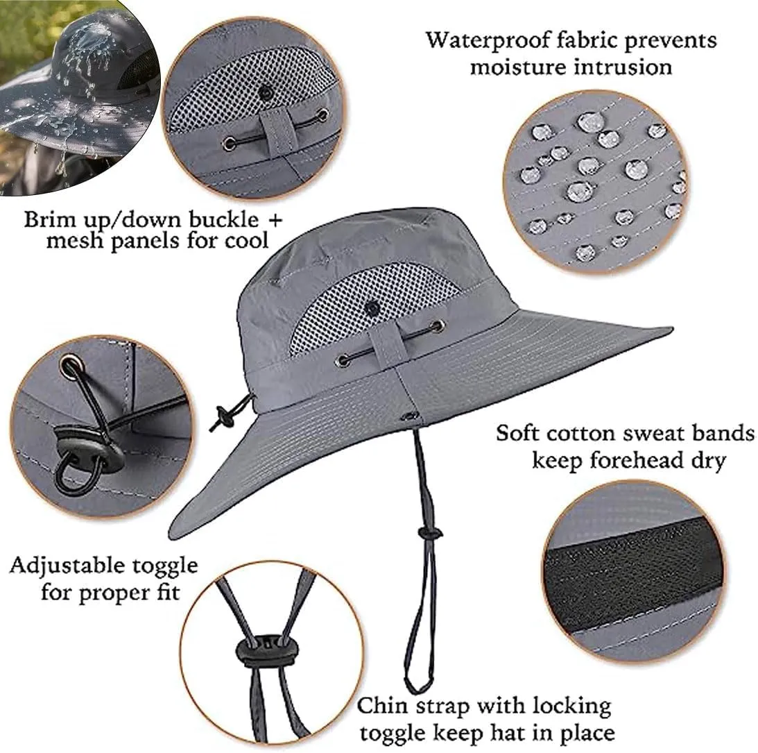 Solar Fan Hat, Wide Brim Solar Powered Fan Hat for Men Women, USB Charging UPF 50  Fishing & Beach Sombrero Sun Cap