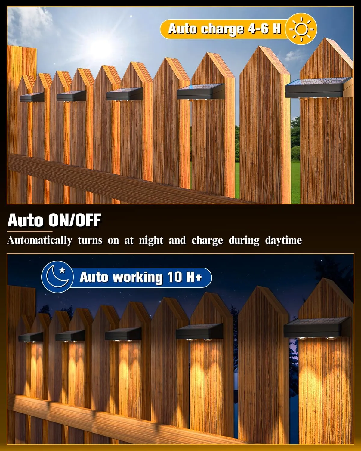 Solar Fence Lights 12 Pack, 50 Lumens Outdoor Fence Solar Lights with 12 Modes RGB Color Glow LED Solar Lights Outdoor Waterproof, Solar Lights for Patio, Backyard, Deck, Fence, Railing.