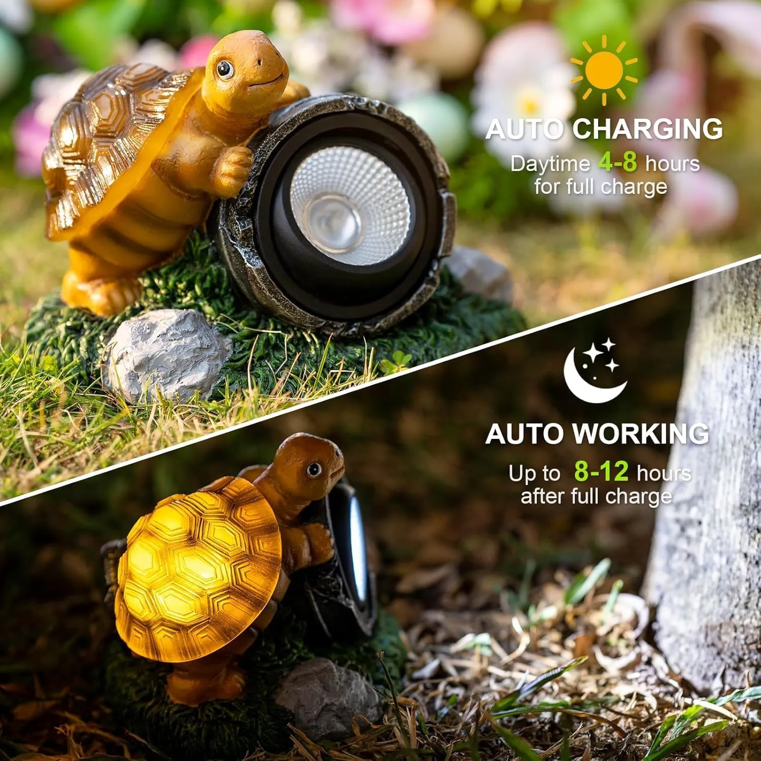 Solar Garden Decorations - 9X6.5X6 Inch Turtle Solar Lights Outdoor, Waterproof Solar Powered Animal Garden Statues with LED Lights, A Great Gift for Garden Lovers, Yard, Patio, and Pathway Decoration