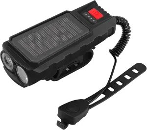 Solar Headlight with USB Charging, 120 Db Horn, 200 M Led Range, Abs, Multiple Light Settings for Safety and Visibility