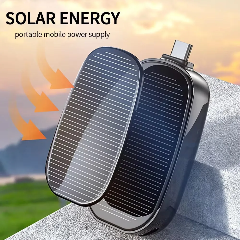 Solar Mini Power Bank Key Ring Portable Charger Outdoor Camping External Battery Emergent Power 1200Mah Cargador Portátil 보조배터리