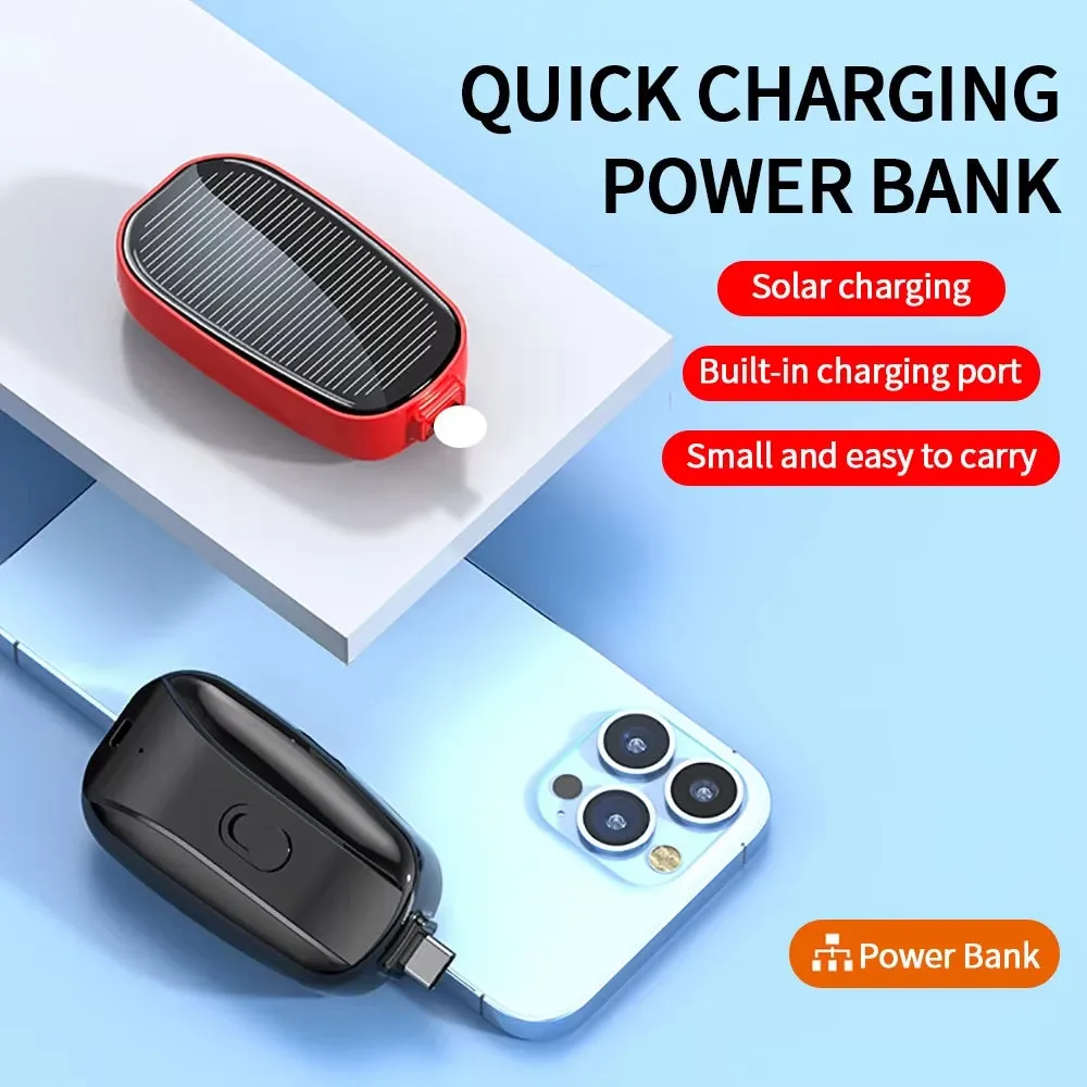 Solar Mini Power Bank Key Ring Portable Charger Outdoor Camping External Battery Emergent Power 1200Mah Cargador Portátil 보조배터리