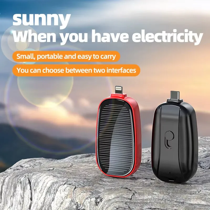 Solar Mini Power Bank Key Ring Portable Charger Outdoor Camping External Battery Emergent Power 1200Mah Cargador Portátil 보조배터리