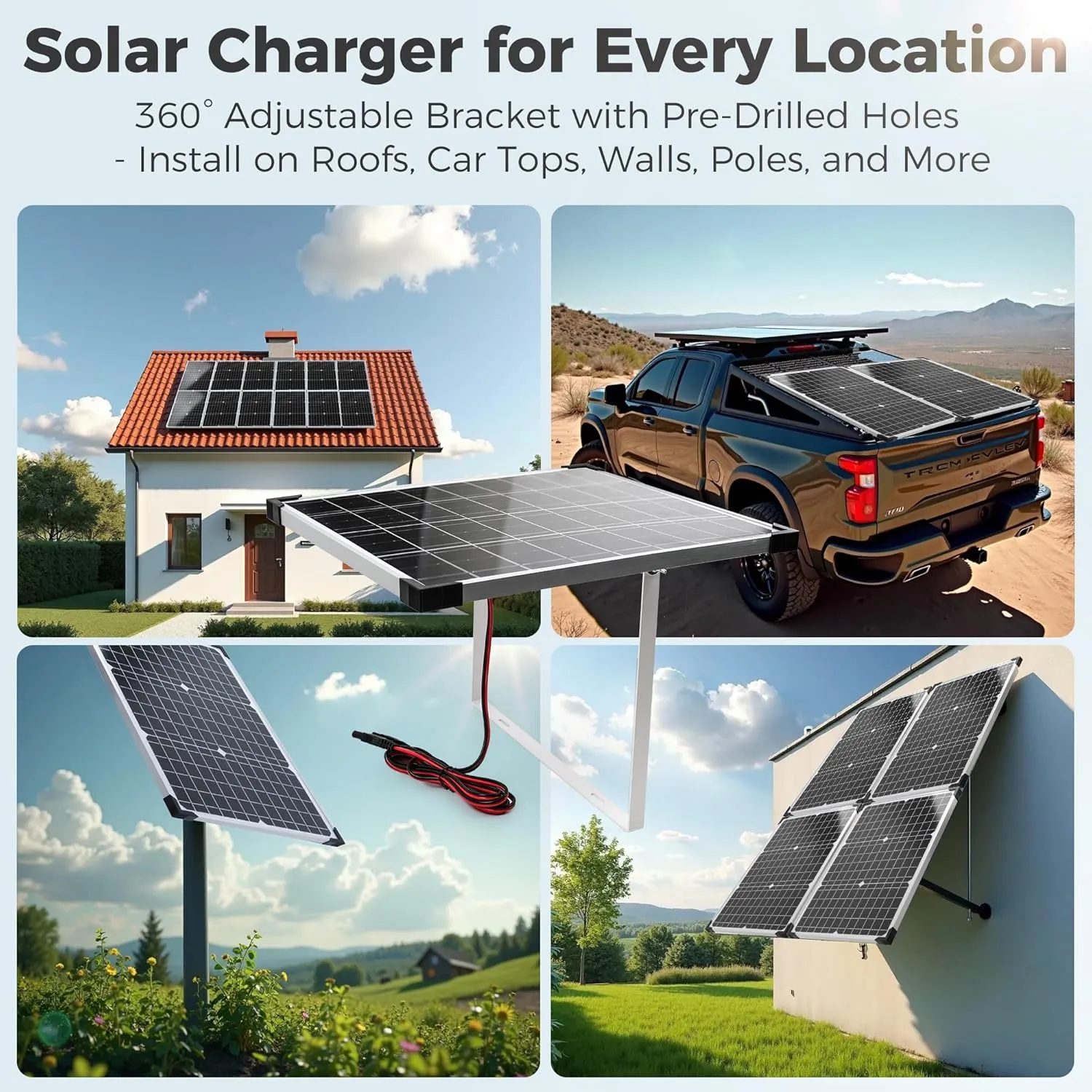 Solar Panel Kit 20W 12V, Solar Battery Trickle Charger Maintainer, Waterproof Solar Panel   Upgrade Charge Controller   Adjustable Mount Bracket for Boat RV Motorcycle Marine