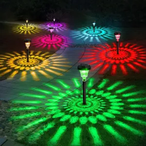 Solar Pathway Lights 8 Pack, Outdoor Solar Yard Lights, RGB Color Changing Warm White, IP67 Waterproof for Garden Path Backyard Christmas Lawn Landscape Decorative