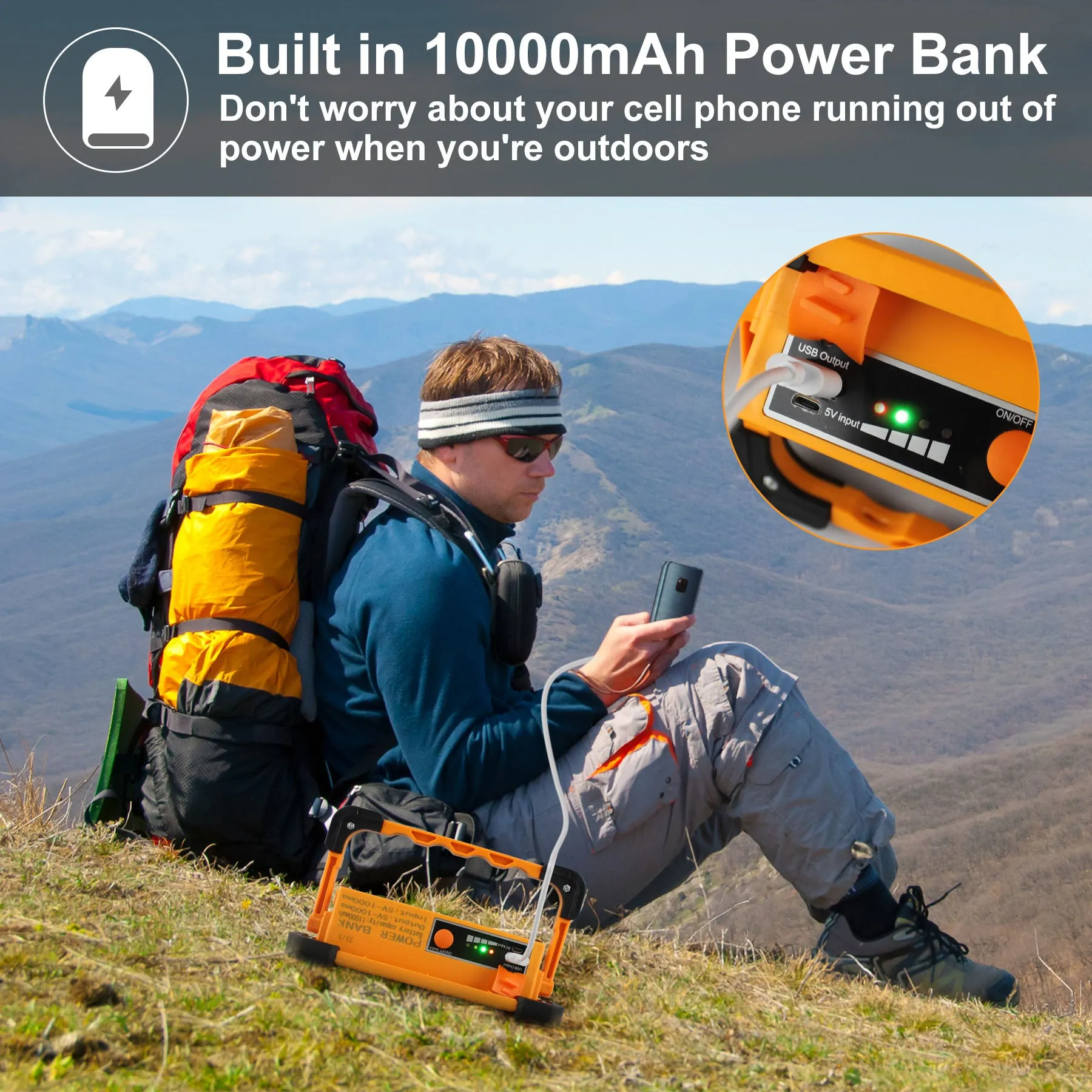 Solar Portable Light, Emergency Flashlight For Outdoor Activities