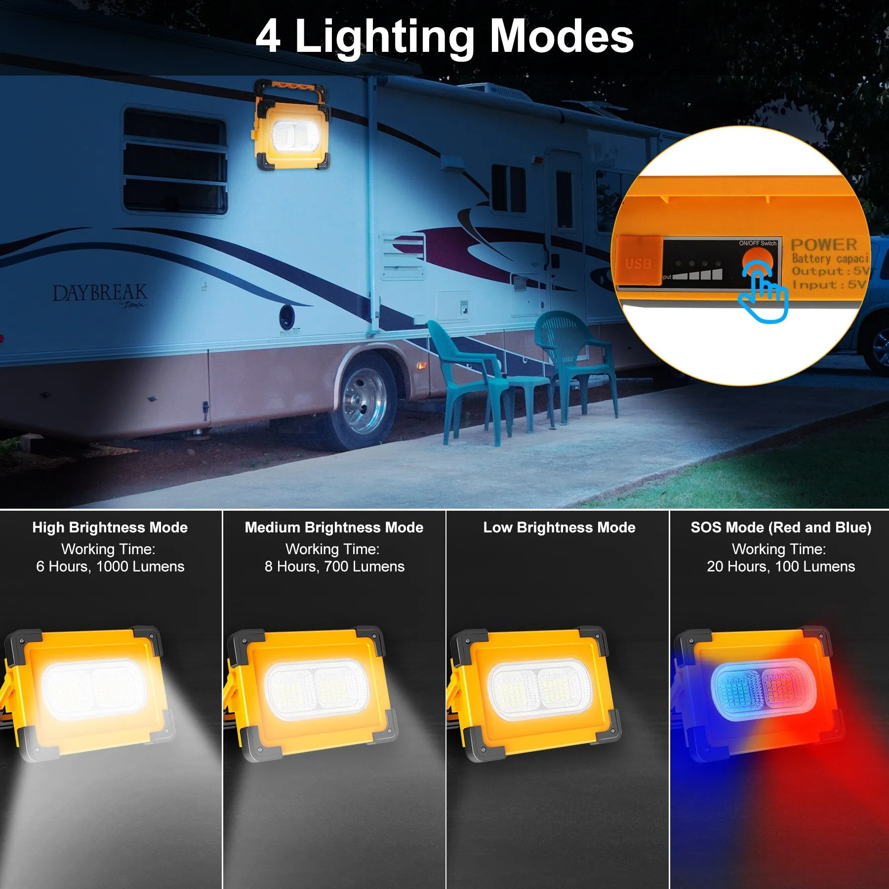 Solar Portable Light, Emergency Flashlight For Outdoor Activities