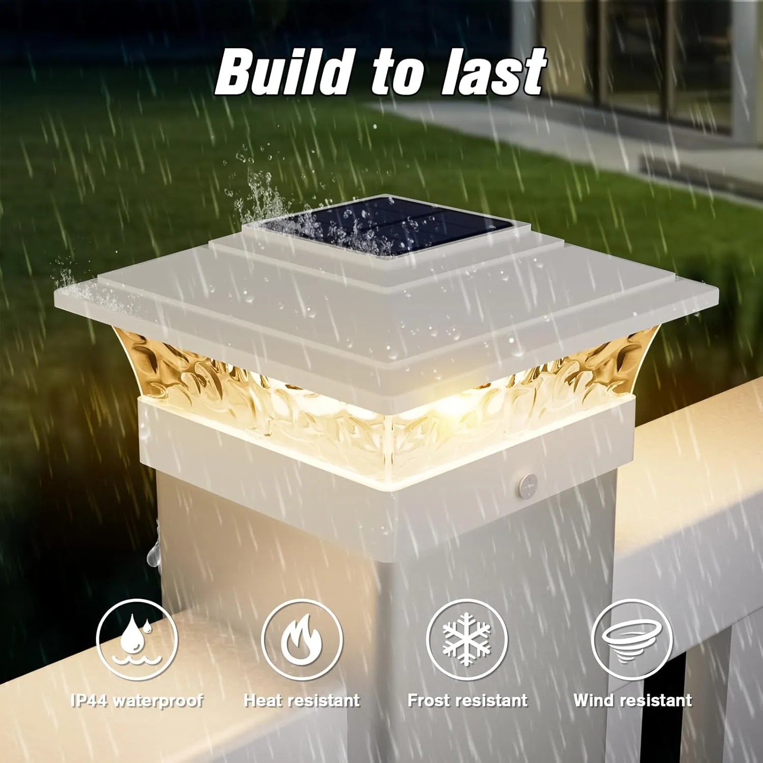 Solar Post Cap Lights Outdoor 12pack, Waterproof Solar Powered Deck Fence Post Lights Fit 4x4 Wood/Vinyl Posts, White Vinyl Fence Post Lights with Warm/Cool White for Garden Patio Porch Deck