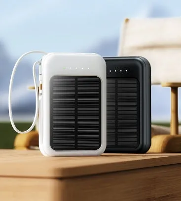 Solar Power Bank 20000mAh Super Fast Charging Compact Portable Built-in 4 Cable High Capacity External Battery With Led Light