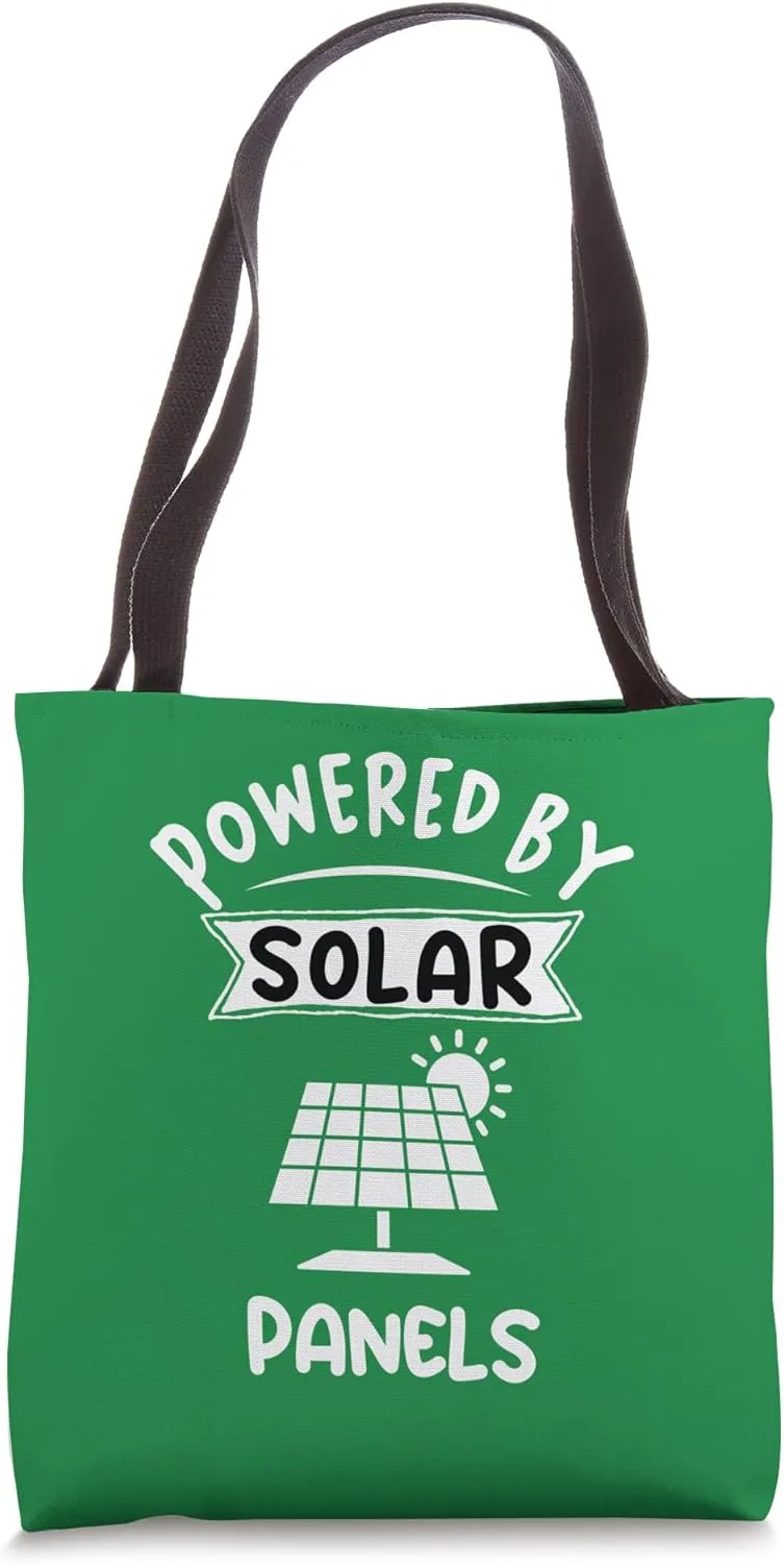 Solar Powered by Solar Panels Photovoltaic Climate Change Tote Bag