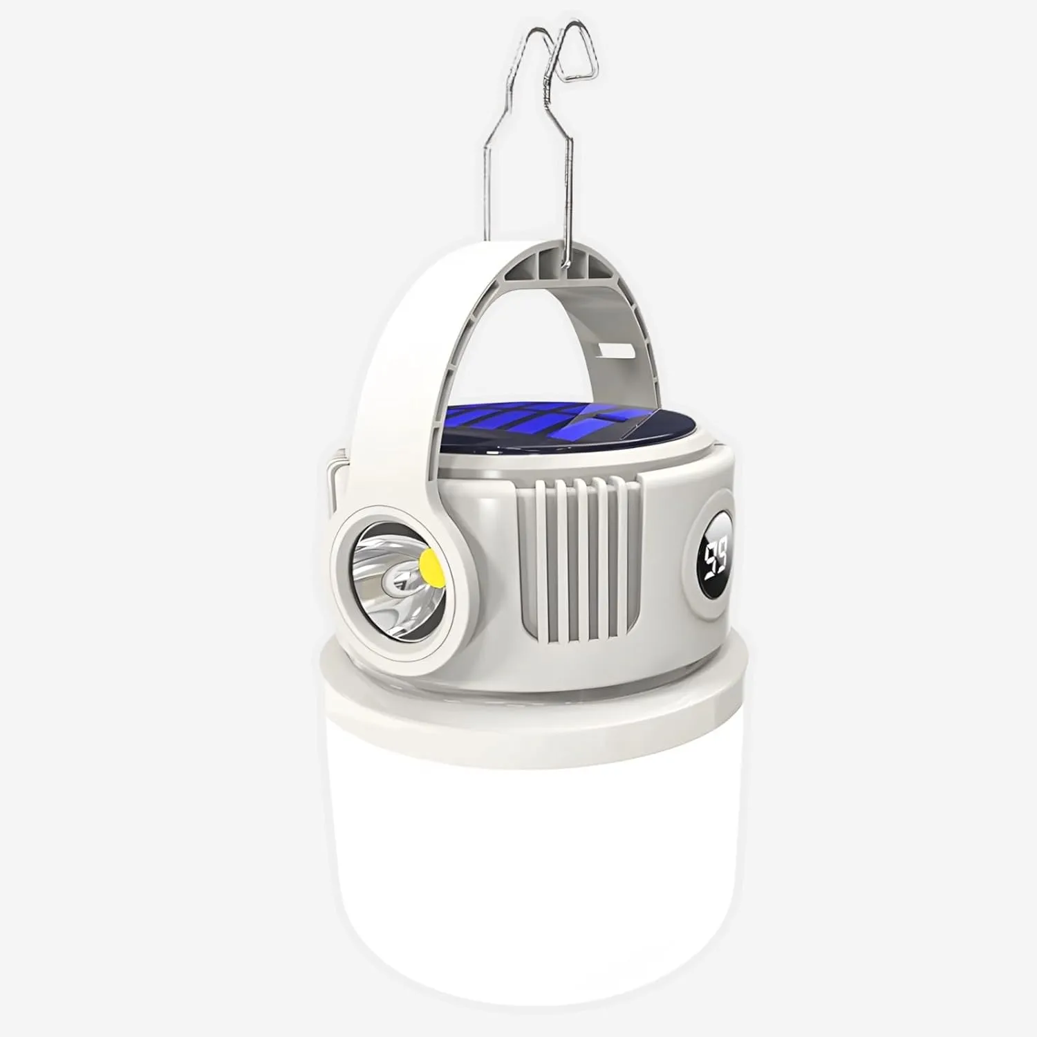 Solar-Powered Camping Lights with Long Battery Life, Portable Strong Illumination, Dual Solar and Type-C Charging, Abs Body, Built-in Lithium Battery