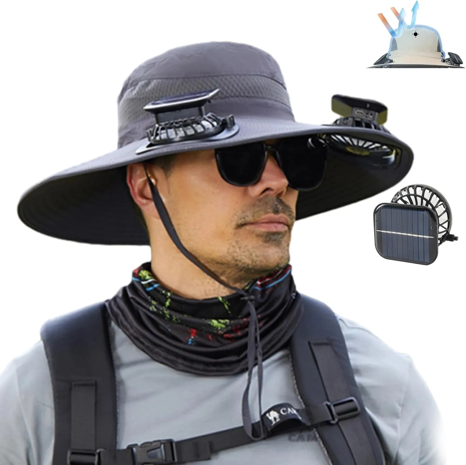Solar Powered Fan Cooling Hat – for Outdoor Work and Fishing, UPF 50  Solar Panel Hat with Fan for Men Women