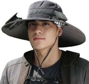 Solar Powered Fan Cooling Hat – for Outdoor Work and Fishing, Wide Brim Solar Fan Outdoor Fishing Hat for Travel