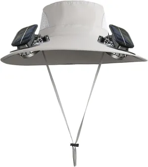 Solar Powered Fan Hat for Men & Women Wide Brim Sun Protection with Built-in Fans UPF 50   Outdoor Fishing & Beach Hats