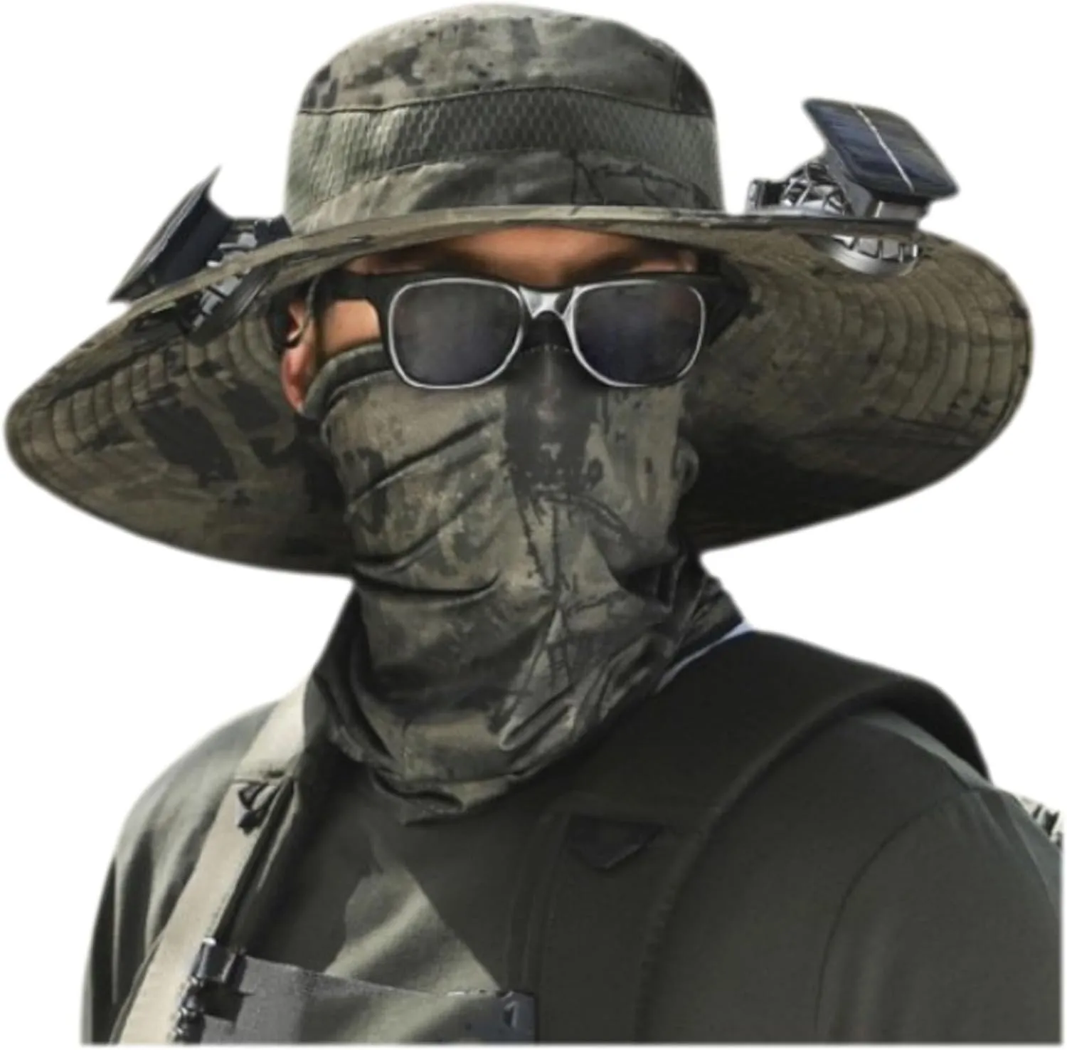 Solar Powered Fan Hat for Men,Wide Brim Solar Fan Hat Outdoor Fishing